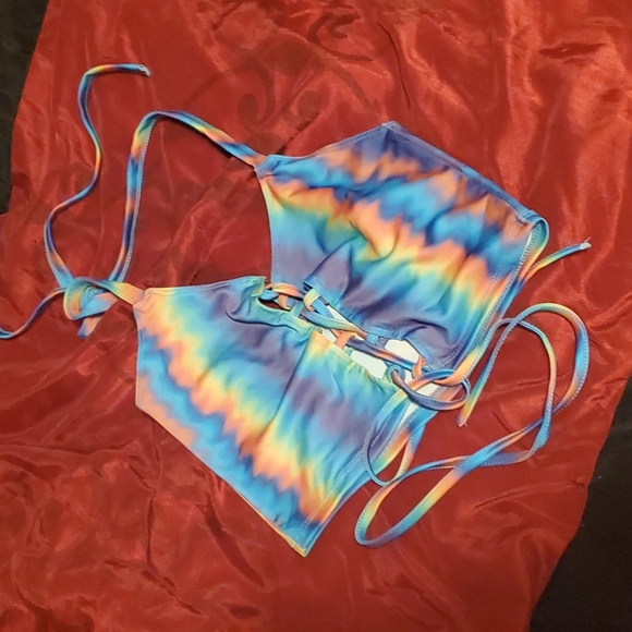 Dolls Kill Tops - Dollskill club exx rainbow corset front rave club top